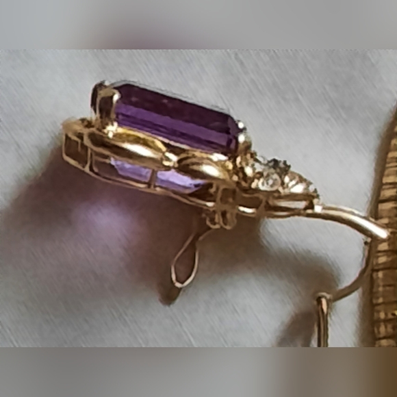 GORGEOUS SOLID ๐ YELLOW GOLD DIAMOND ๐ AFRICAN AMETHYST ๐ LARGE SLIDE PENDANT - Picture 4 of 13